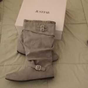 Just Fab Andromeda Flat Boots size 12 Gray